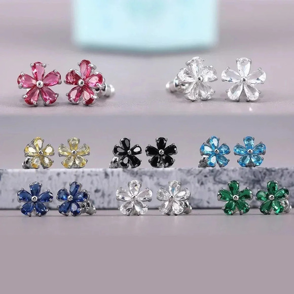 🔥Beautiful Tiny Plum Blossom Zircon Dainty Stud Earrings for WomenUNVN12460 - Picture 3 of 3